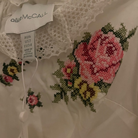 Alice McCall White Dress with Pink Floral Embroidery - Picture 7 of 8